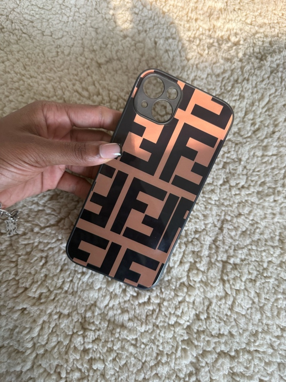 Designer Black and Rose Gold Geometric iPhone Case  14 Pro Max